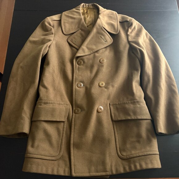 NEW Unworn WWII 1942 Army Officers Overcoat Wool Pea Coat Size 37R Short Mens S - Picture 1 of 9